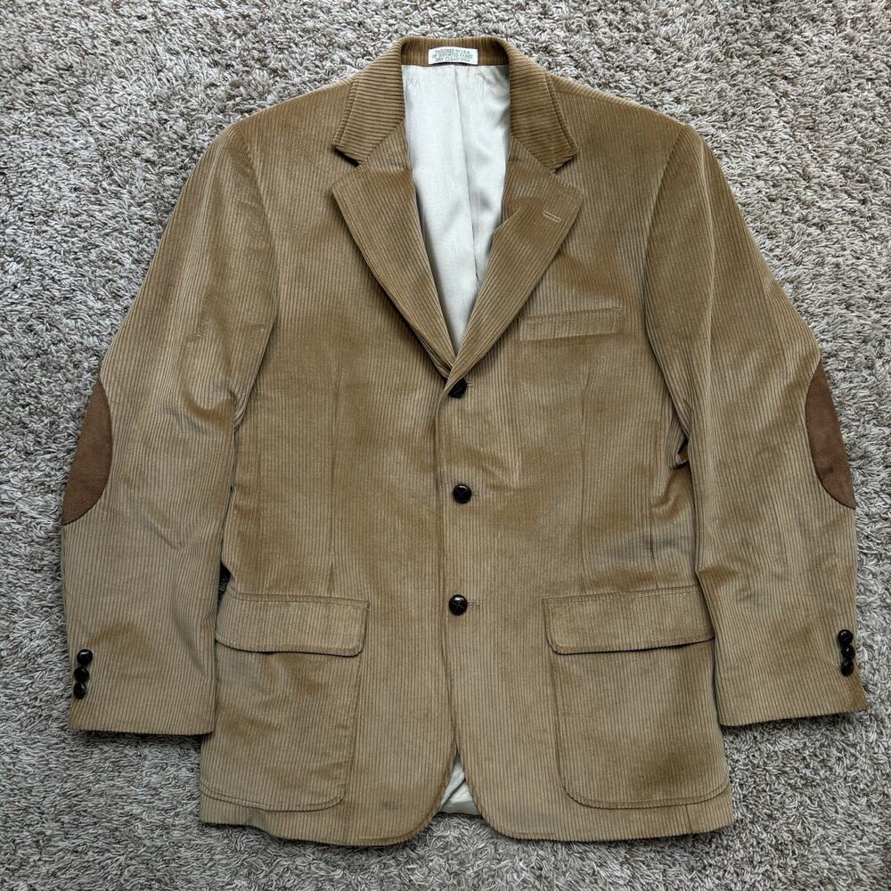 Vintage Orvis Blazer Size 42L Corduroy Suede Elbow Patches Made in USA Tan Brown